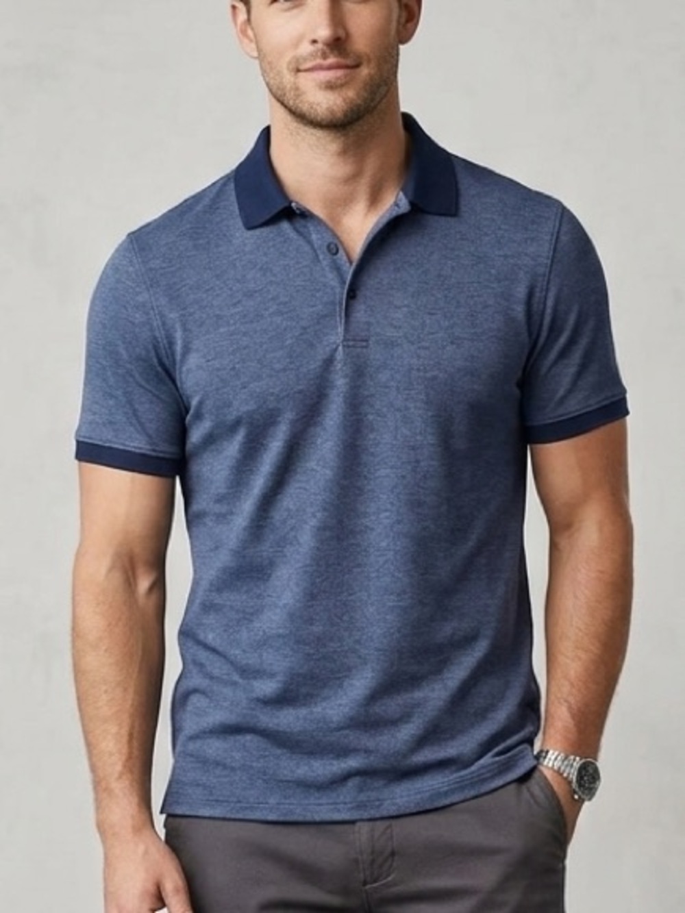 Calvin Klein Men's Large Navy Blue Short Sleeve Polo Shirt 1898